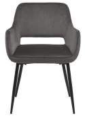 Krzesło Scandinavian - ciemne szare, metal, do jadalni, z podłokietnikami