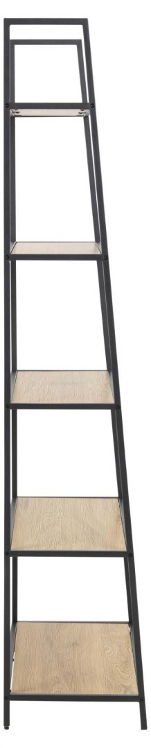 SKOŚNY REGAŁ, DENMARK, MDF, DĄB, CZARNY METAL, INDUSTRIALNY, LOFT, 175 CM