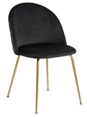 Krzesło Layla - czarne, pikowane, złoty metal