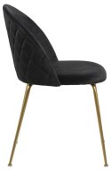 Krzesło Layla - czarne, pikowane, złoty metal