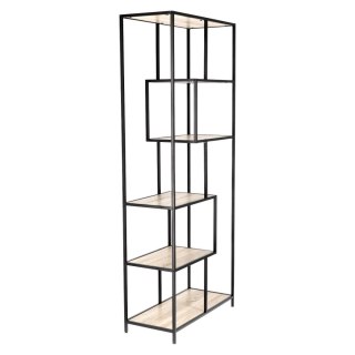 Regał DENMARK II Dąb jasny, metal, 6 półek, LOFT