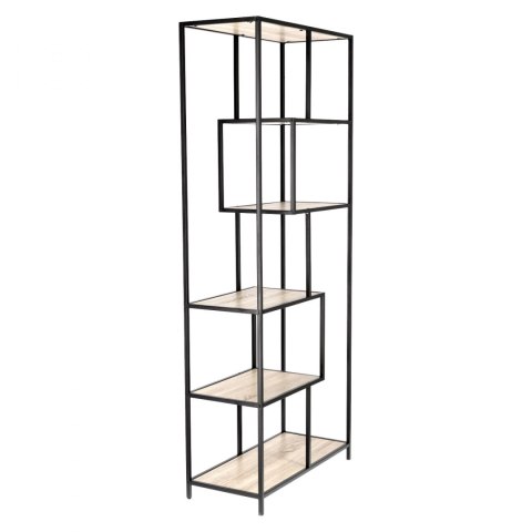 Regał DENMARK II Dąb jasny, metal, 6 półek, LOFT