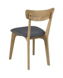 Krzesło Retro, drewno dębowe, szara tkanina