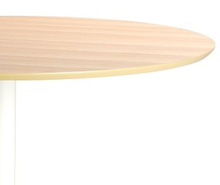OKRĄGŁY STÓŁ 110 CM, DĘBOWY, BIAŁY, NA JEDNEJ NODZE, METAL, DO JADALNI