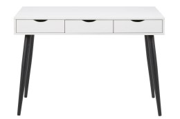 Biurko Białe, czarne nogi, kompaktowe, 3 szuflady