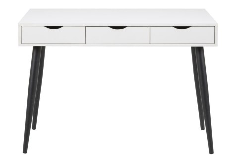 Biurko Białe, czarne nogi, kompaktowe, 3 szuflady