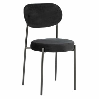 OKRĄGŁE CZARNE KRZESŁO RELAX, LOFT, DO JADALNI, TAPICEROWANE, METALOWE