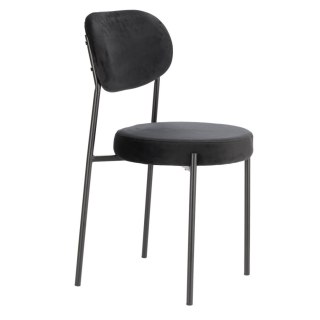 OKRĄGŁE CZARNE KRZESŁO RELAX, LOFT, DO JADALNI, TAPICEROWANE, METALOWE
