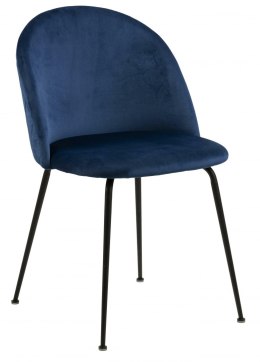 Krzesło Layla - niebieskie, pikowane, czarny metal