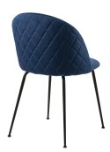 Krzesło Layla - niebieskie, pikowane, czarny metal, do kuchni, do jadalni