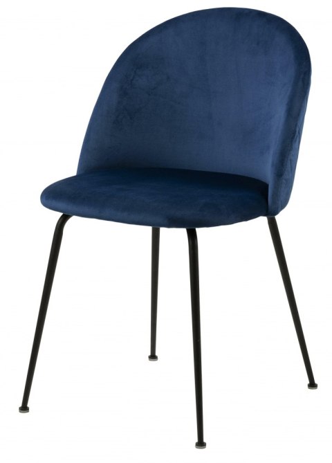 Krzesło Layla - niebieskie, pikowane, czarny metal, do kuchni, do jadalni