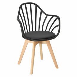 CZARNE KRZESŁO RUSTICA, Z PODŁOKIETNIKAMI, ELEGANCKIE, DO JADALNI, AŻUROWE