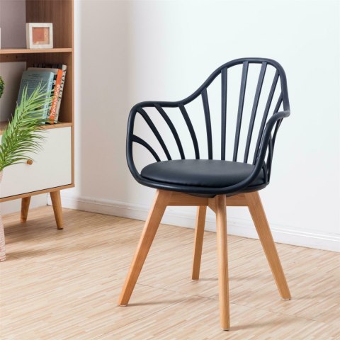 CZARNE KRZESŁO RUSTICA, Z PODŁOKIETNIKAMI, ELEGANCKIE, DO JADALNI, AŻUROWE CZARNE KRZESŁO RUSTICA, Z PODŁOKIETNIKAMI, ELEGANCKIE, DO JADALNI, AŻUROWE