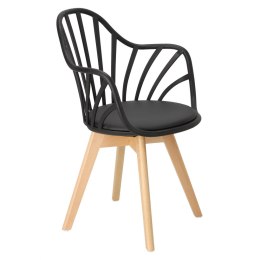 CZARNE KRZESŁO RUSTICA, Z PODŁOKIETNIKAMI, ELEGANCKIE, DO JADALNI, AŻUROWE