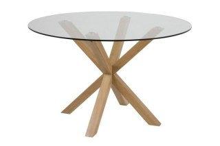 STÓŁ SZKLANY AETHEL, DO JADALNI, SALONU, LOFT, METALOWA PODSTAWA, DĄB