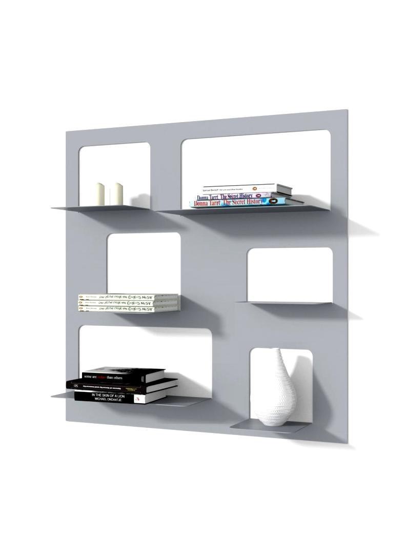 Biblioteczka Metalowa 3 szara, szeroka na ścianę Biblioteczka Metalowa 3 szara, szeroka na ścianę