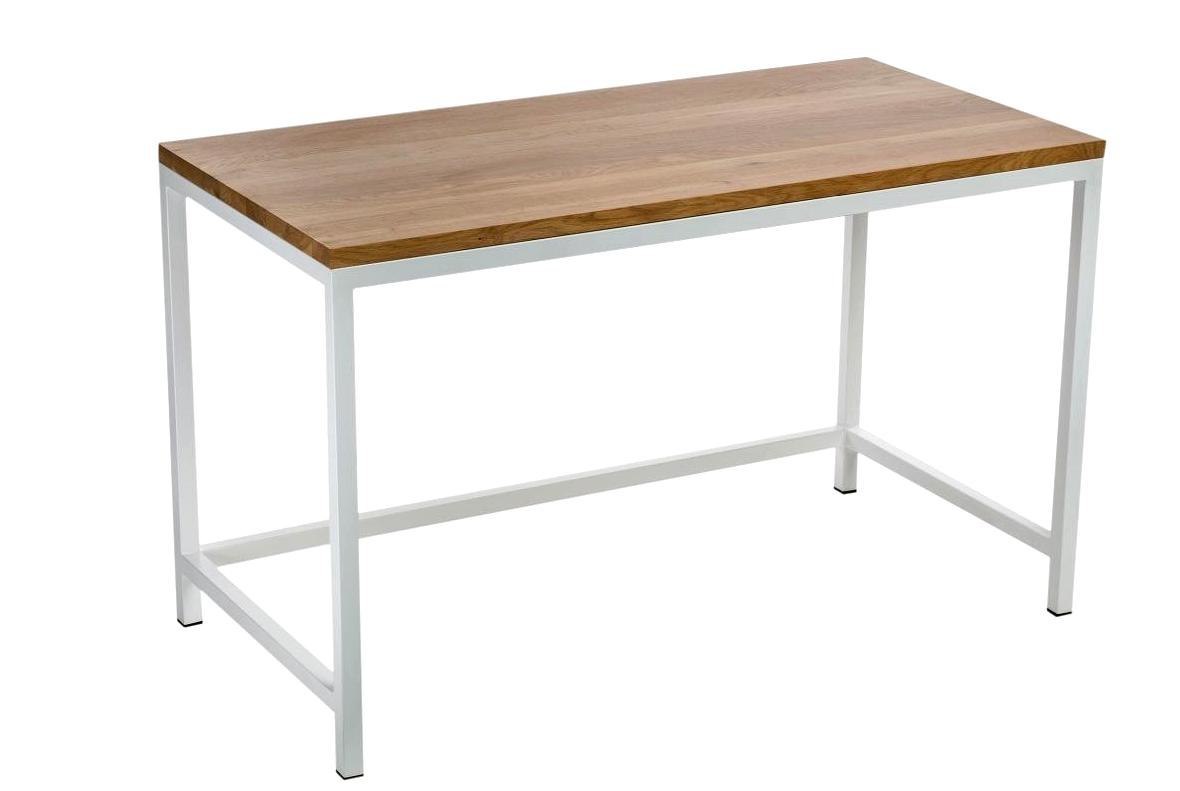 Biurko Hooper 120x60 cm białe profil 30m blat lakierowany dąb naturalny Biurko Hooper 120x60 cm białe profil 30m blat lakierowany dąb naturalny