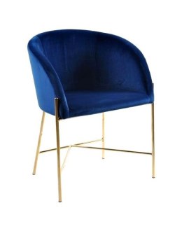 Fotel Niebieski, złota podstawa, do lokalu, salonu