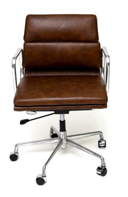 Fotel biurowy CH2171 brązowa skóra chrom