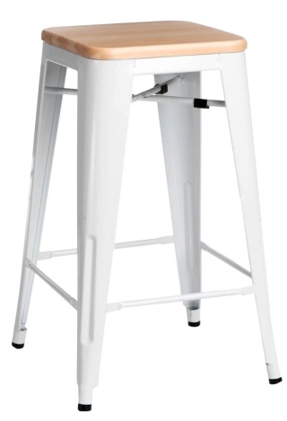 METALOWY HOKER LOFT ARTPRO Wood 65 CM biały, sosna naturalna