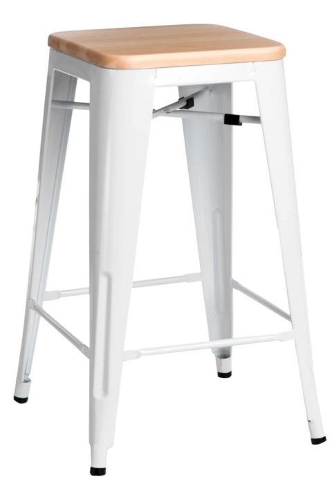 METALOWY HOKER LOFT ARTPRO Wood 65 CM biały, sosna naturalna