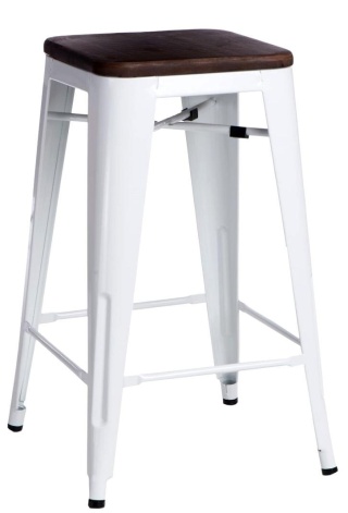METALOWY HOKER LOFT ARTPRO Wood 65 CM biały, sosna orzech