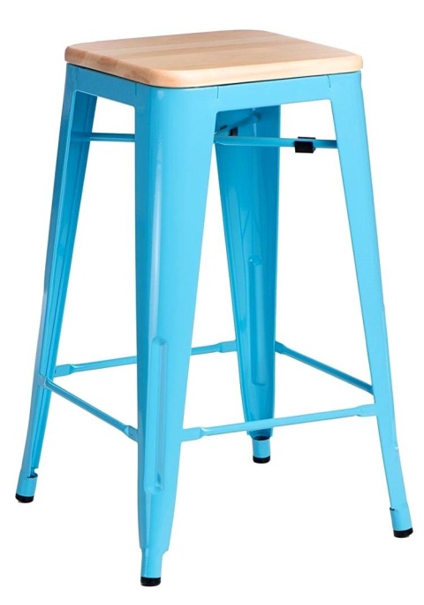 METALOWY HOKER LOFT ARTPRO Wood 65 CM niebieski, sosna natura