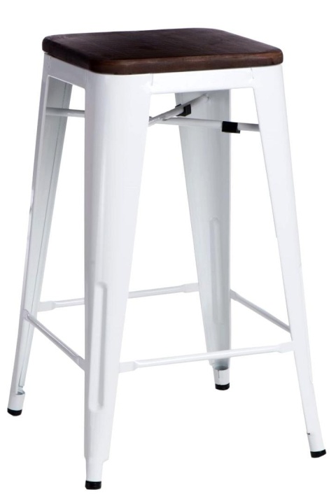 METALOWY HOKER LOFT ARTPRO Wood 75 CM biały, sosna orzech