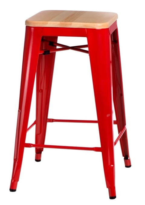 METALOWY HOKER LOFT ARTPRO Wood 75 CM czerwony, sosna naturalna