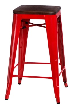 METALOWY HOKER LOFT ARTPRO Wood 75 CM czerwony, sosna orzech