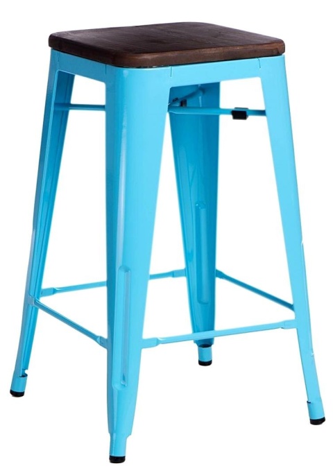 METALOWY HOKER LOFT ARTPRO Wood 75 CM niebieski, sosna orzech