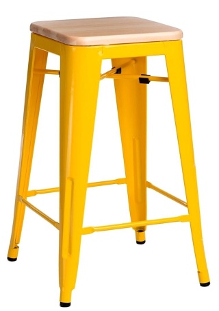 METALOWY HOKER LOFT ARTPRO Wood 75 CM żółty, sosna naturalna