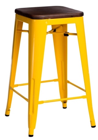 METALOWY HOKER LOFT ARTPRO Wood 75 CM żółty, sosna orzech