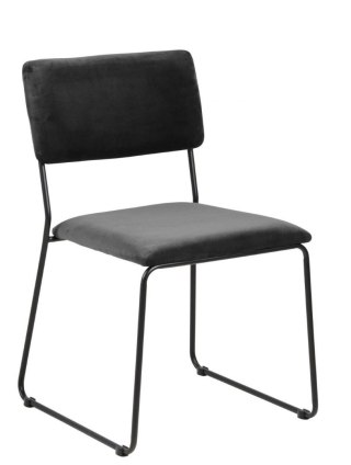 NOWOCZESNE KRZESŁO GLAMOUR VIC, CIEMNE SZARE, METALOWE, PŁOZY, DO JADALNI
