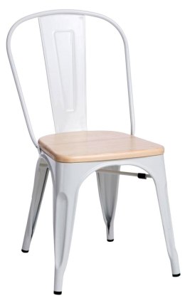 Krzesło Metalowe TOWER PARIS białe, sosna, drewno