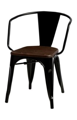 Krzesło Metalowe TOWER PARIS czarne sosna orzech