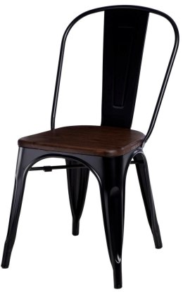 Krzesło Metalowe TOWER PARIS czarne, sosna orzech