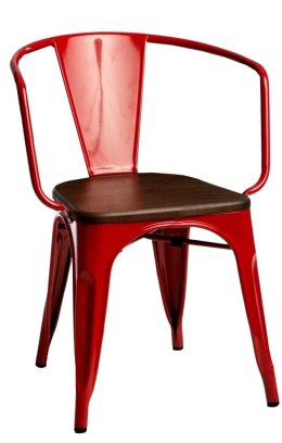 Krzesło Metalowe TOWER PARIS czerwone,sosna orzech