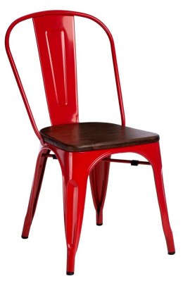Krzesło Metalowe TOWER PARIS czerwone, sosna orzech