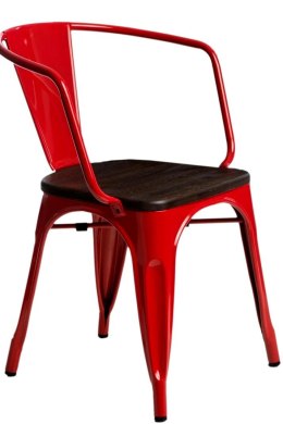 Krzesło Metalowe TOWER PARIS czerwone sosna szczotkowana