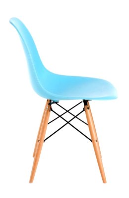 Krzesło SKANDYNAWSKIE turkusowe, drewniane nogi