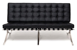 SOFA CROMATO, PIKOWANA, SKÓRA EKOLOGICZNA, CHROM, STYL BARCELONA, LOFT
