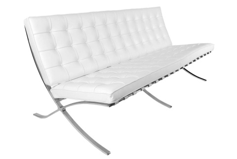 Sofa Barcelona, 3 osobowa, biała skóra naturalna