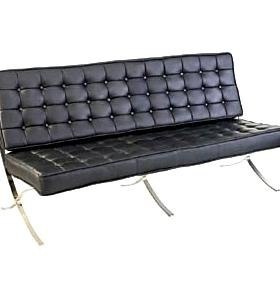 Sofa Barcelona, 3 osobowa, czarna skóra naturalna