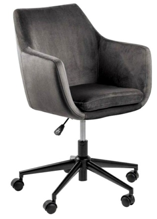 FOTEL BIUROWY VELURIA, WELUROWY, CZARNY, VELVET, WYGODNY, STYL, DO SALONU