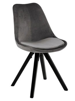 Krzesło Loft VIC ciemne szare, czarne nogi, welur