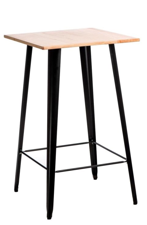 Kwadratowy stół barowy, metal, drewno, jasny blat