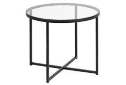 Stolik Szklany - okrągły, czarny metal, nowoczesny