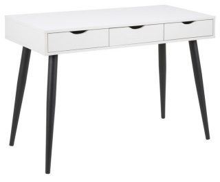 BIURKO BIAŁE NORDIC, 3 SZUFLADY, METALOWE NOGI, LOFT, NOWOCZESNE, MATOWE