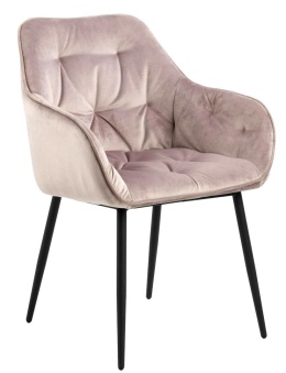KRZESŁO VELOURIS, TAPICEROWANE, WELUROWE, SALONU, PIKOWANE, RÓŻOWE, VELVET